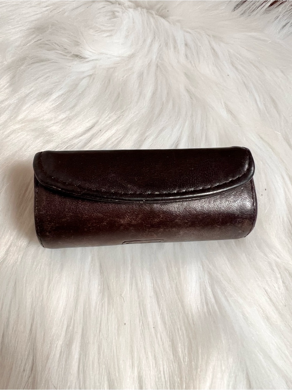Vintage Coach Dark Brown Leather mirrored lipstick Case - Picture 2 of 6